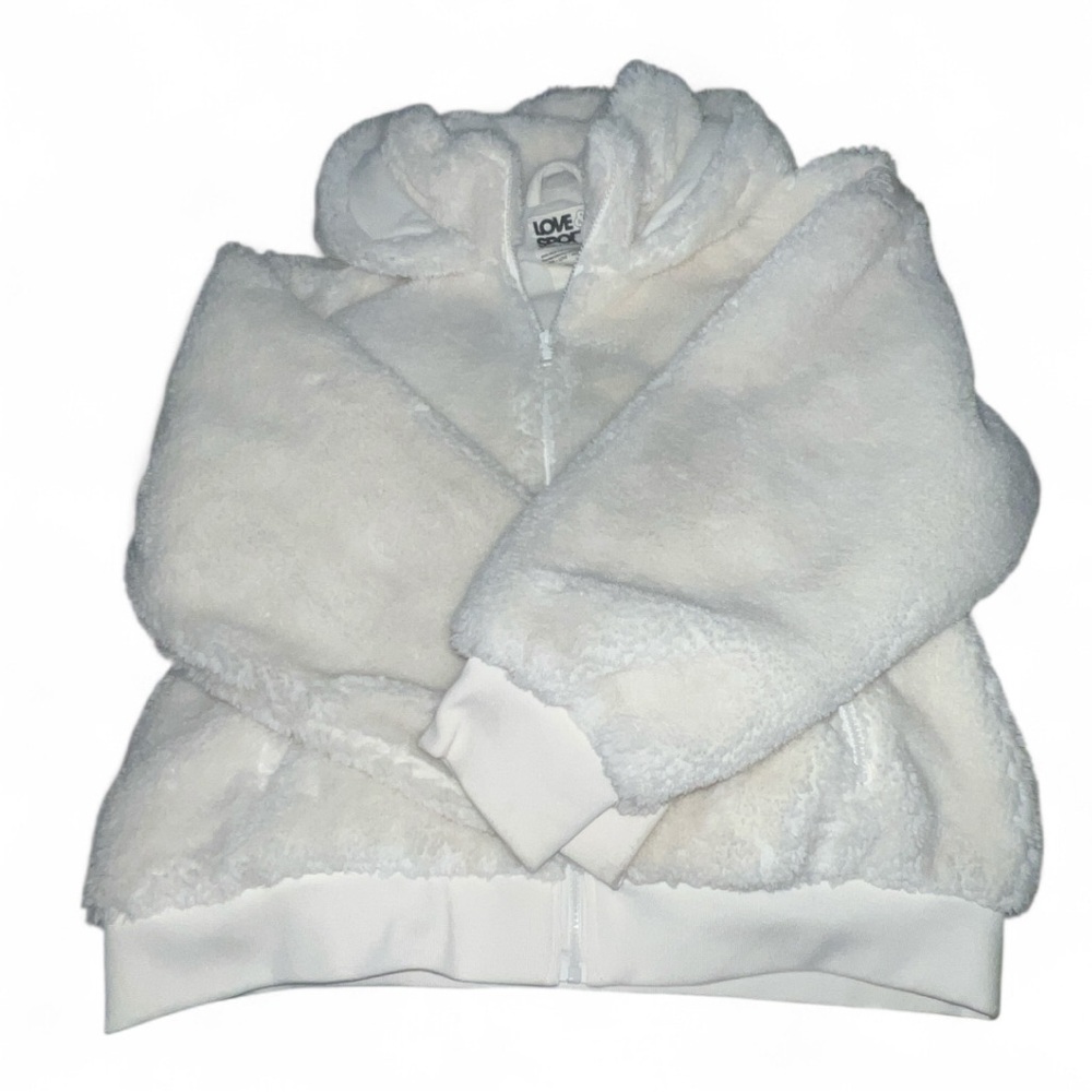 Love Womens White Fuzzy Hoodie